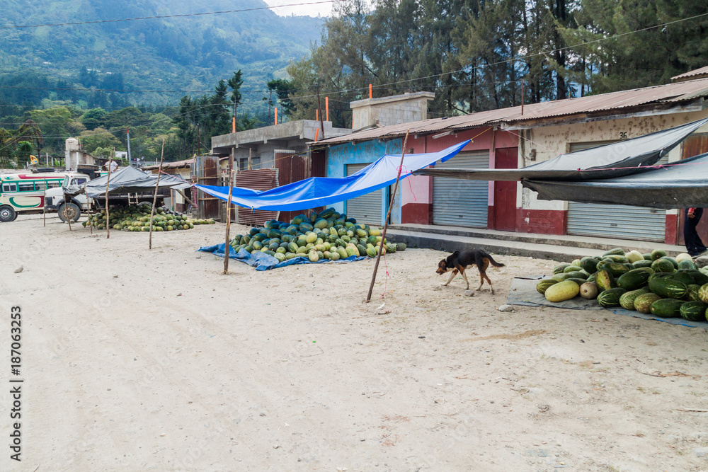 BARILLAS, GUATEMALA, MARCH 18, 2016: Market stall with in Barillas town.