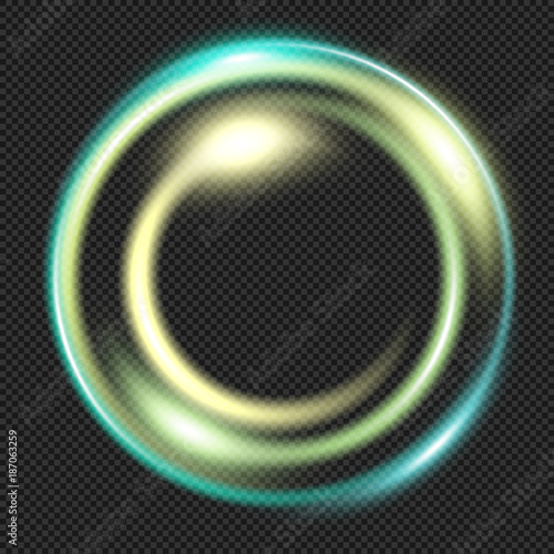 Green shining Ring on Transparent Background - Vector Glowing Lens Effect 