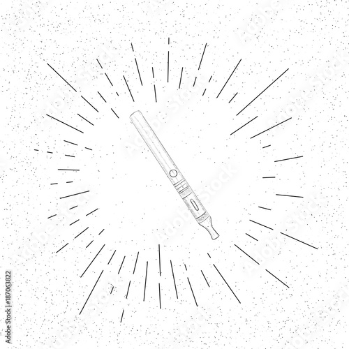 Hand Drawn Symbol of Electronic Cigarette - Vape Pen Doodle Vector Hatch Icon
