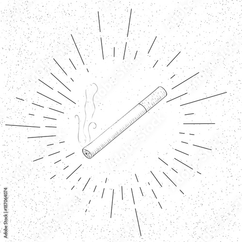 Hand Drawn Symbol of Smoking Cigarette - Doodle Vector Hatch Icon 