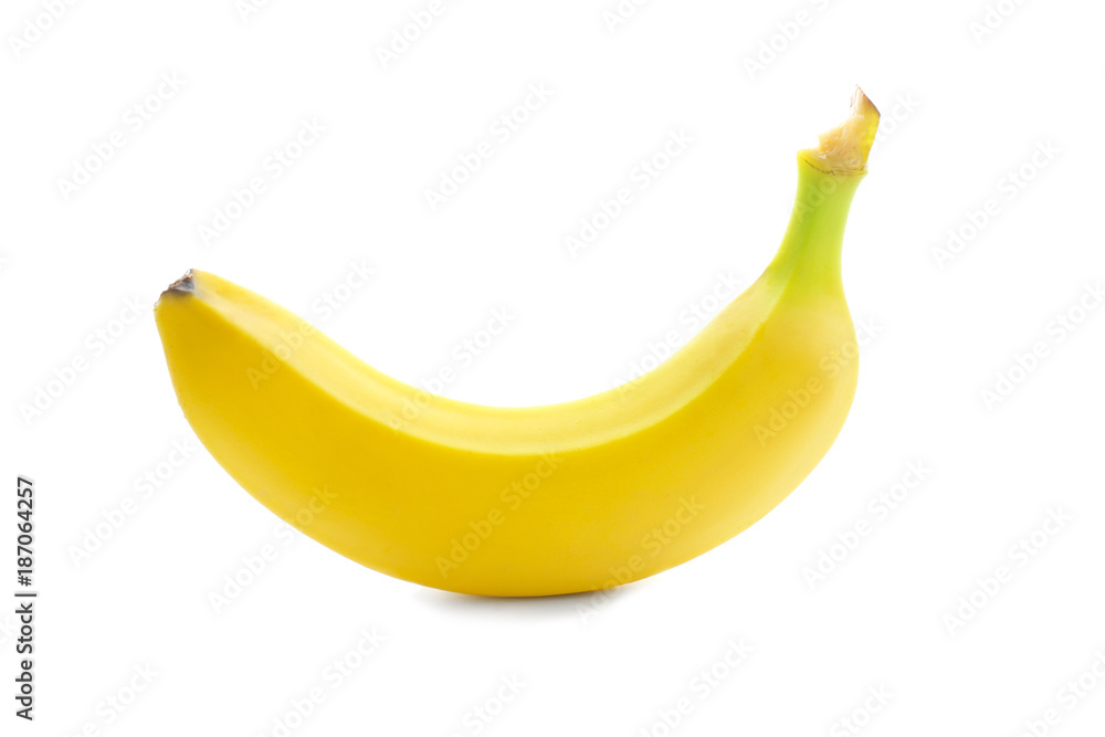 Ripe banana on white background