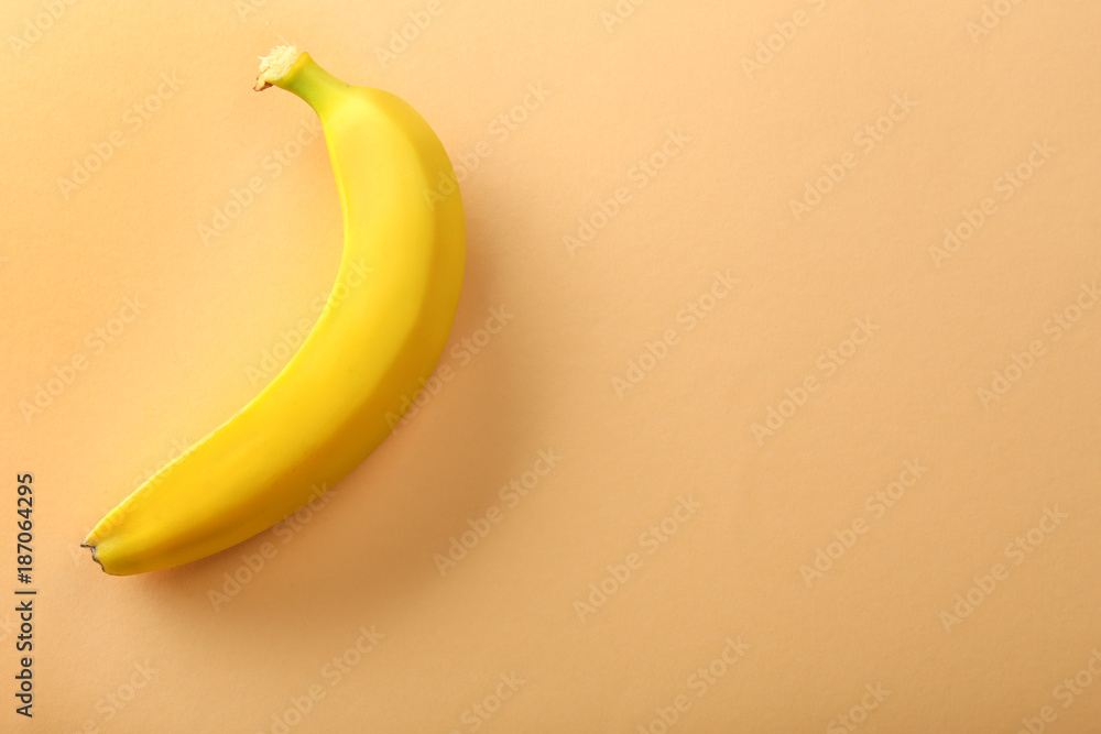 Ripe banana on color background Ripe banana on color background