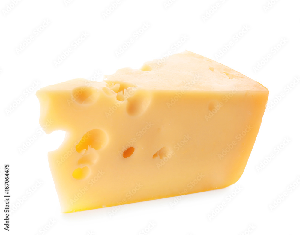 Sliced cheese on white background Sliced cheese on white background