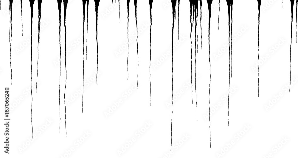 Black Ink Dripping Streaks - Vector Grunge Illustration  
 - obrazy, fototapety, plakaty 