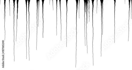 Slika na platnu Black Ink Dripping Streaks - Vector Grunge Illustration