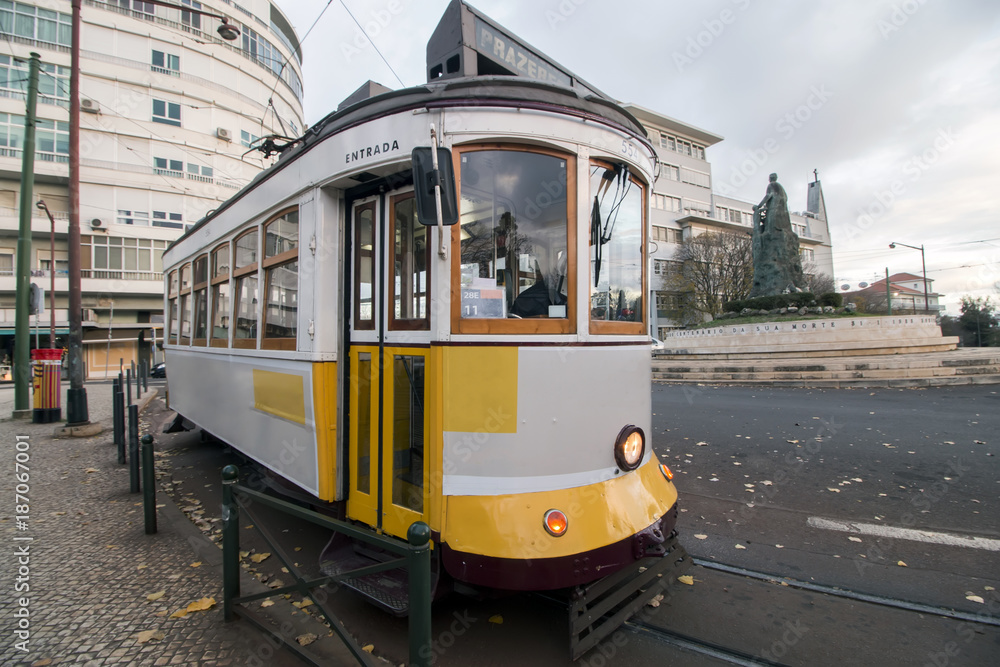 historical yellow tram