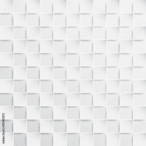 Abstract square paper cut style on white checkerboard background.Vector illustration. © Man As Thep
