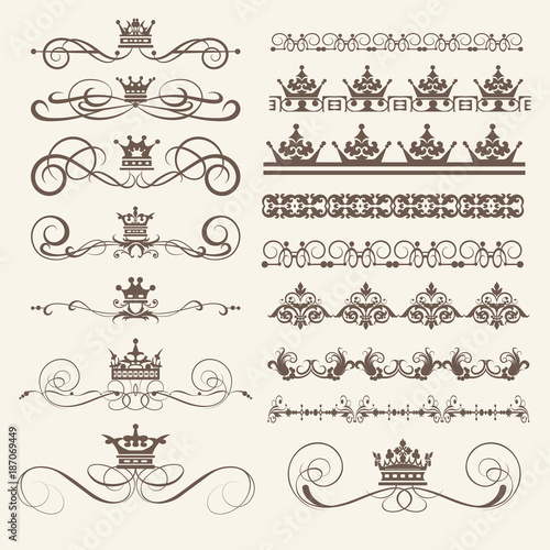  Vintage Borders, frames and swirls. Calligraphic elements for design. Vector