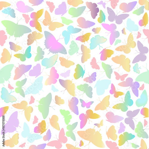 Seamless vector pattern of hand drawn sketch style colorful butterflies.