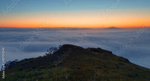 Sunrise on the peninsula on behalf of Krabbe in Japanese sea.