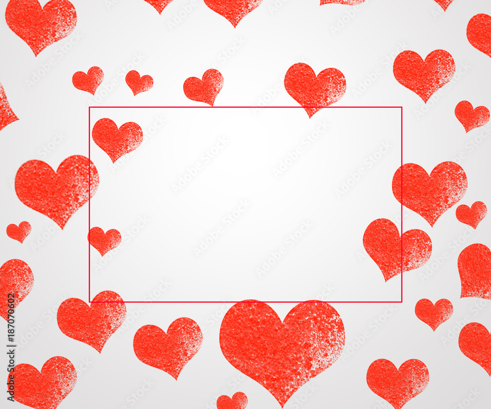 Valentine's Day greeting card with beautiful hearts