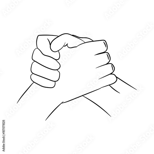 traditional biker handshake. vector illustration. hand drawing.