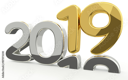 new year 2019 and 2018 golden 3d render