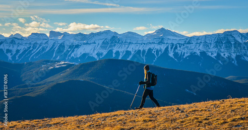 Female Hiker enjoying Mountain View