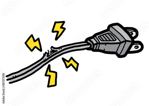 damaged plug cable / cartoon vector and illustration, hand drawn style, isolated on white background.
