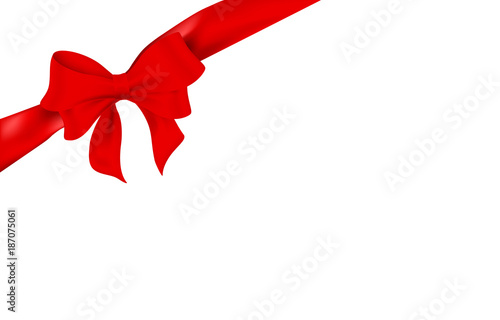 Rote Schleife. Red satin ribbon and bow vector illustration.
