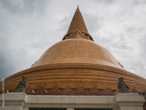 Phra Pathom Chedi  pagoda  the landmark of Nakhon Pathom Province Thailand - Cloudy day