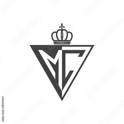 initial two letter half logo triangle black