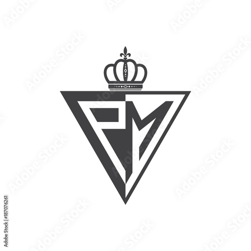 initial two letter half logo triangle black
