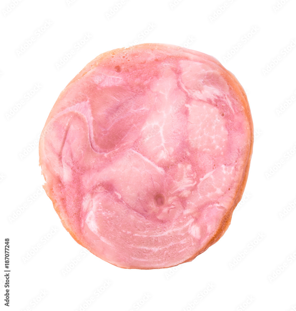 Ham slices isolated isolated on white background Ham slices isolated isolated on white background