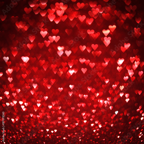 Bright red hearts abstract background