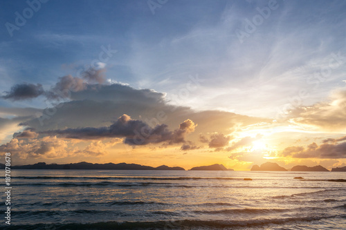 Beautiful sunset in El Nido, Palawan island, Philippines