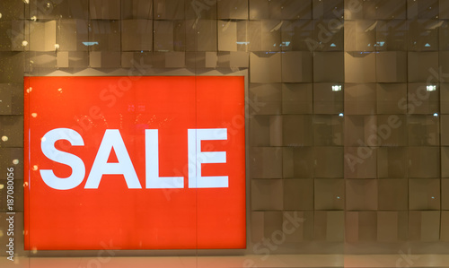 Red Label Sale discount Gray brick background