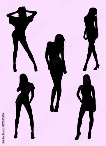 Skinny woman silhouette. Good use for symbol, logo, web icon, mascot, sign, or any design you want.