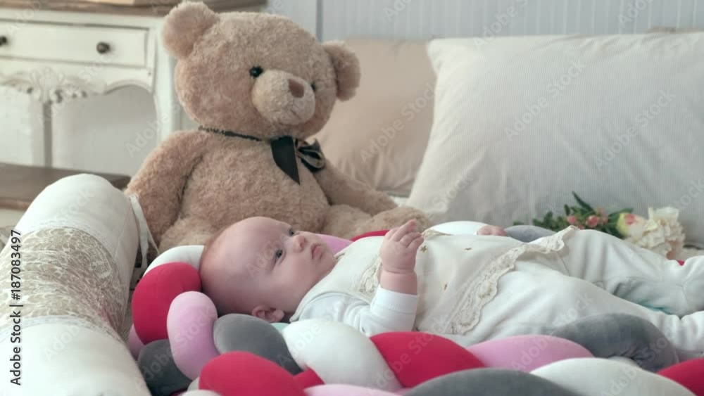 Happy baby rolling on the bed Happy baby rolling on the bed