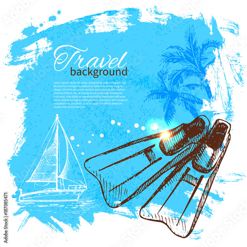 Travel colorful tropical design. Splash blob background