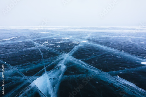 frozen cold sea on lake baikal