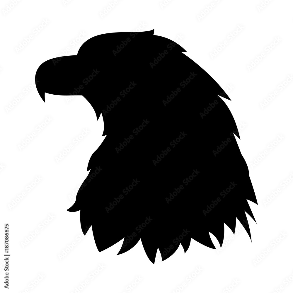 Naklejka premium głowa orła wektor ilustracja czarna sylwetka profil