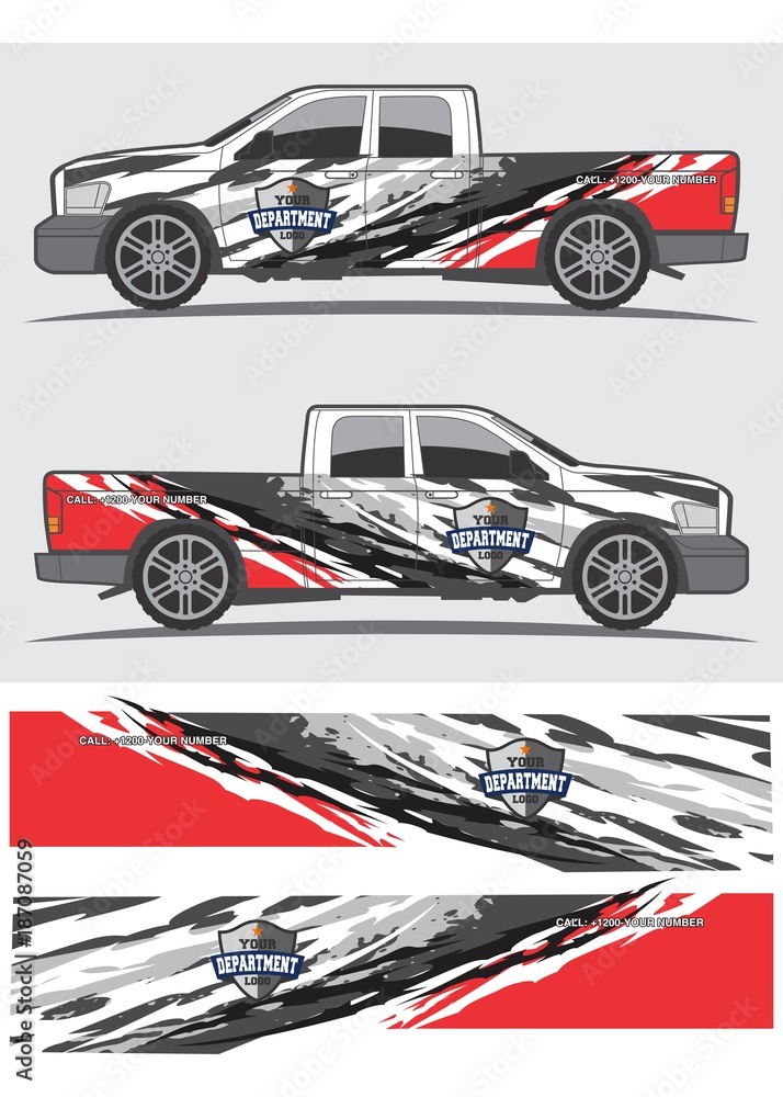 Fototapeta premium proffesional truck van and vehicles decal vector kit 