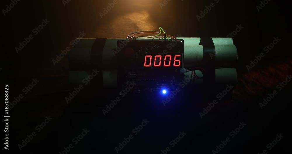 Countdown Explosive Tnt Bomb With Digital Timer. Dynamite bomb disposal ...