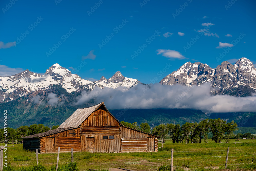 Old barn in Grand Teton Mountains