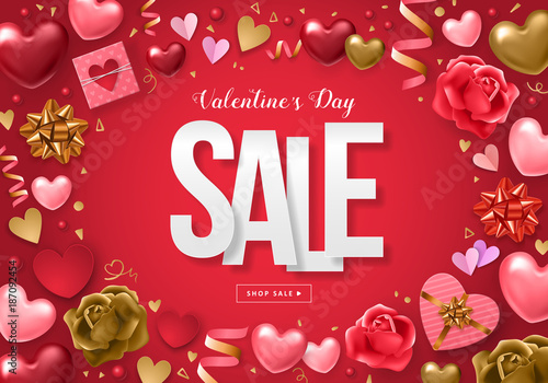 Valentines day sale banner template