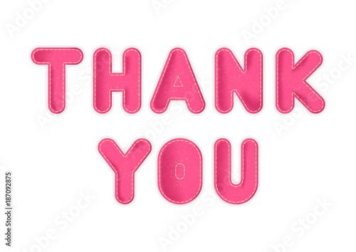 Vector toy letters "Thank you" made of pink fabric.