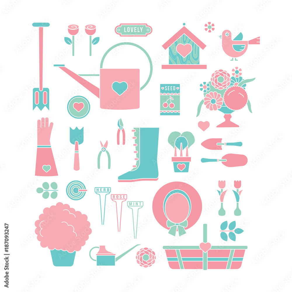 Romantic Garden Icon set Romantic Garden Icon set