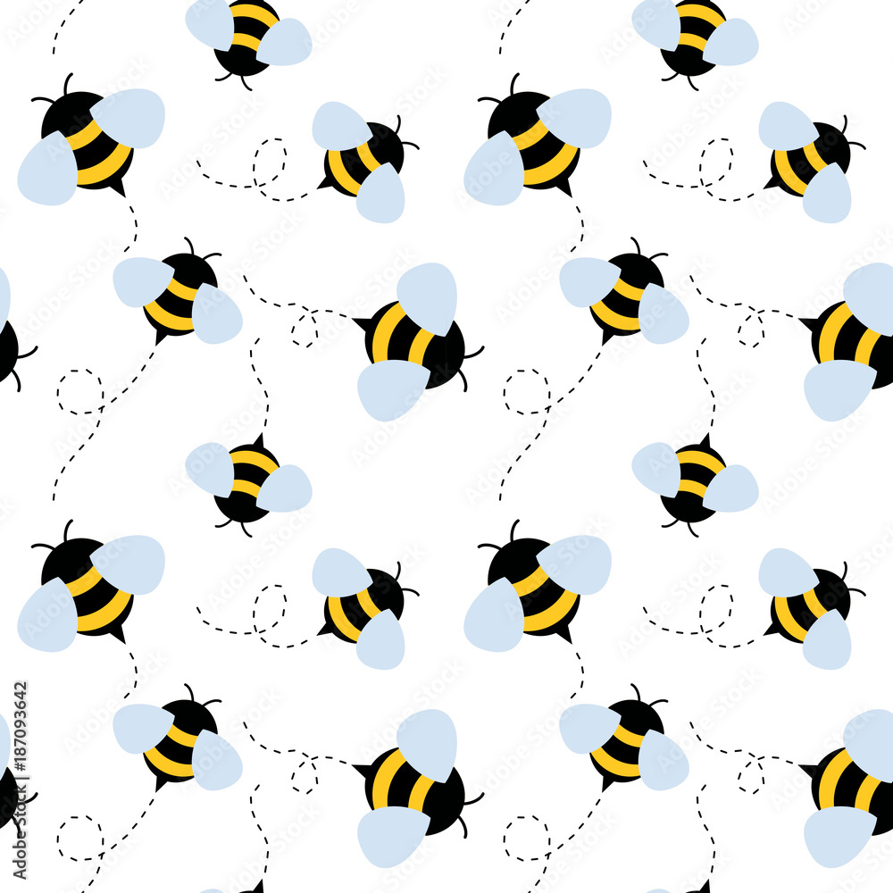 Naklejka premium bee seamless pattern. honey vector.