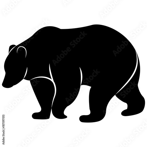 Vector image of a brown bear silhouette on a white background