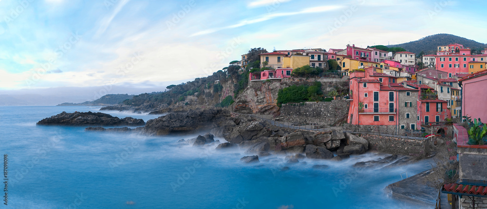 Panorama of fishing village - Tellaro ( La Spezia ) - Ligurian sea - Italy
