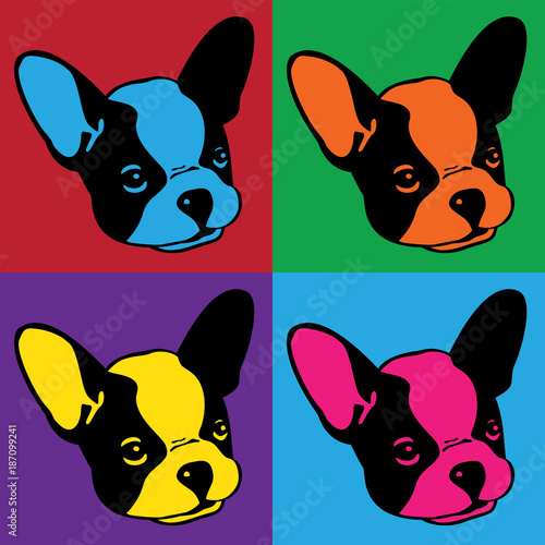 Dog vector french bulldog icon logo head face cartoon illustration pop art clip art graphic © CNuisin