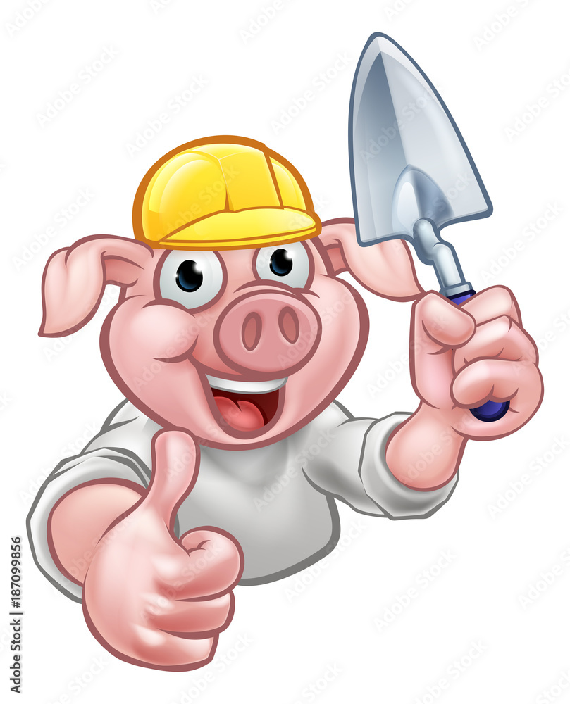 Pig Builder Cartoon Character