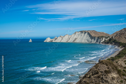 Limestone cliffs near Cape Kidnappers golf course, Hawkes Bay New Zealand