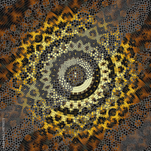 Ornate seamless texture background. Waves of mosaic tile patterns. Exotic ethnic pattern.