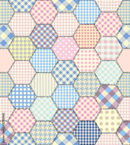 Seamless background pattern. Geometric patchwork pattern of a hexagons.