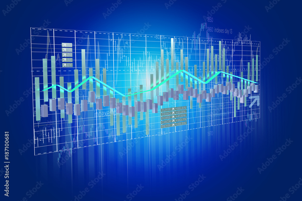 3d render Stock exchange trading data information isolated on a background 3d render Stock exchange trading data information isolated on a background