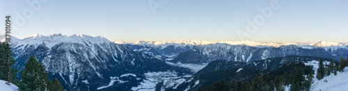 Panorama View of Mountains in winter in   ztal near S  lden in Austria  Tirol