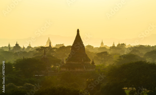 Ancient temple view in Bagan before sunset