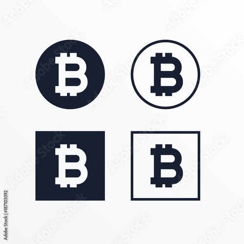 set of black and white bitcoins symbol